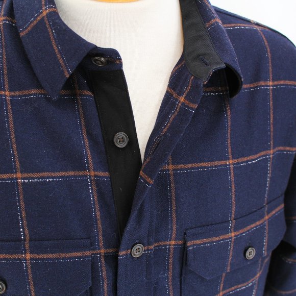 Vince Wool Blend Crosshatch Windowpane Classic Fit Button Down Shirt Jacket XL - Picture 5 of 16